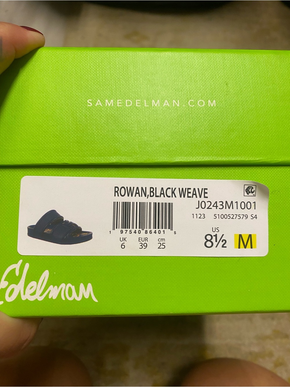 Sam Edelman Rowan Black Woven Double Buckle Men’s Slide Sandals